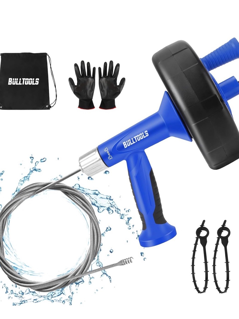 BullTools Blue Drain Snake Auger Kit